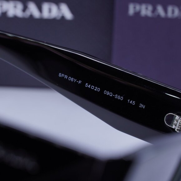 Prada PR06YSF 09Q5S0 Rectangle Sunglasses - Black & White/Grey - Picture 9 of 12